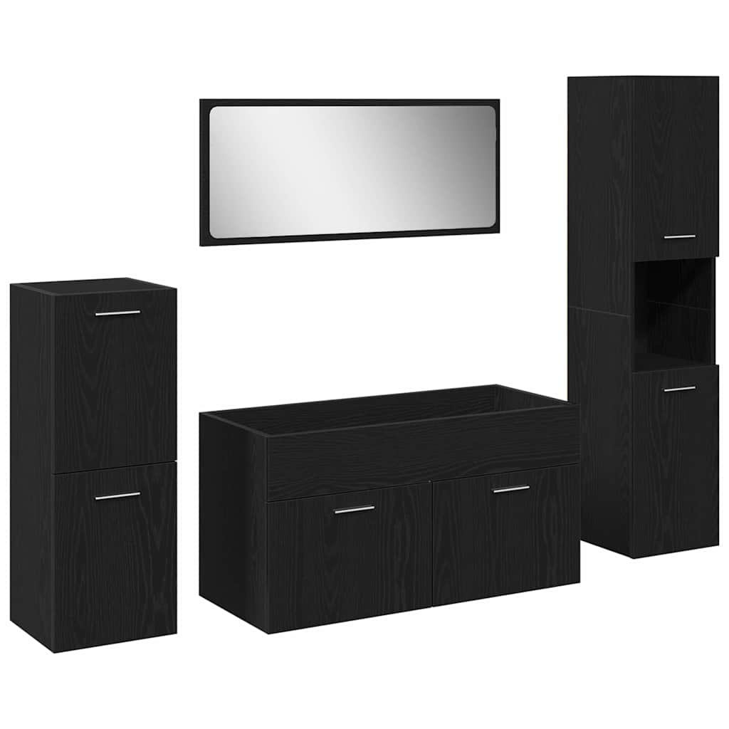 Bathroom Furniture Set 4 pcs Black Oak 30 x 30 x 130 cm